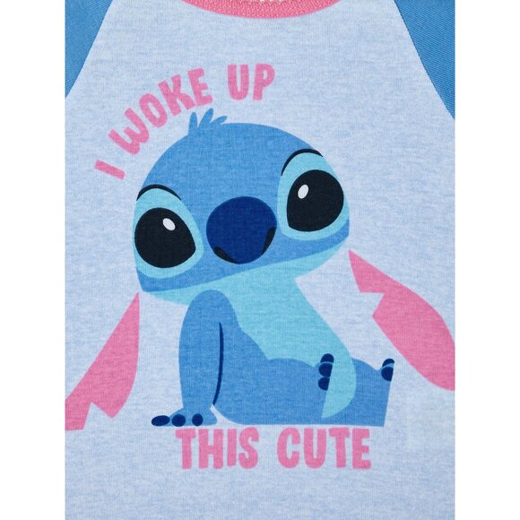 NEW Disney Lilo & Stitch I Woke Up This Cute 2 Piece Pajamas Set PJs Long Sleeve - Picture 3 of 3